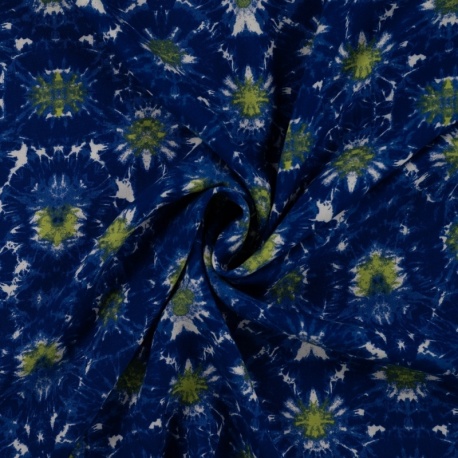 Tissu Viscose Chally Tie&die Bleu