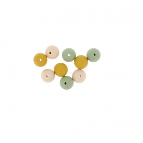 9 Perles Rondes En Silicone Naturel 15mm BOHIN
