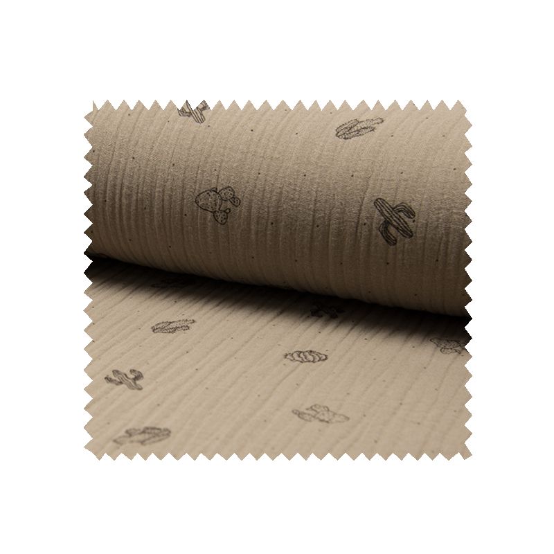 Tissu Bambino Imprime Cactus Taupe