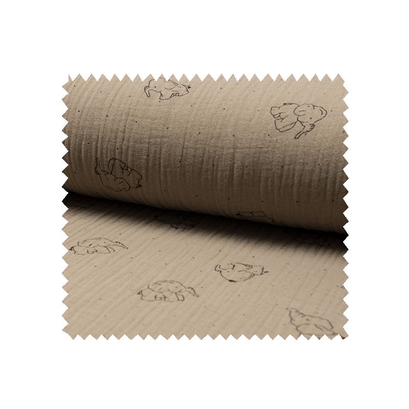 Tissu Bambino Imprime Elephant Taupe