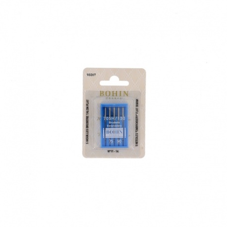 Etui 5 Aiguilles Pour Machine Talon Plat Broderie - Tailles Assorties BOHIN