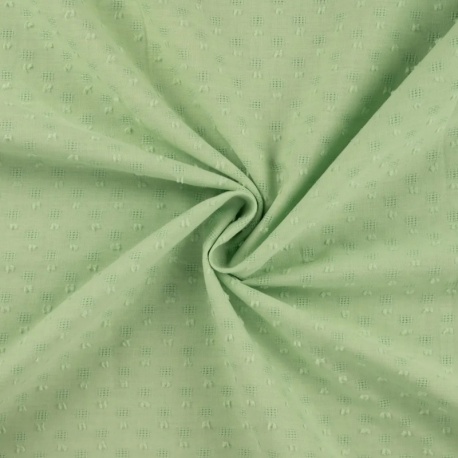 Tissu Voile de Coton Plumetis Vert D'eau 