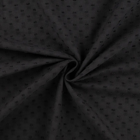 Tissu Voile de Coton Plumetis Noir
