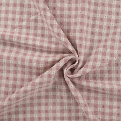 Toile De Coton Vichy Rose Et Blanc - Rayures 4mm - Largeur 140cm - Vente Au Demi-Mètre