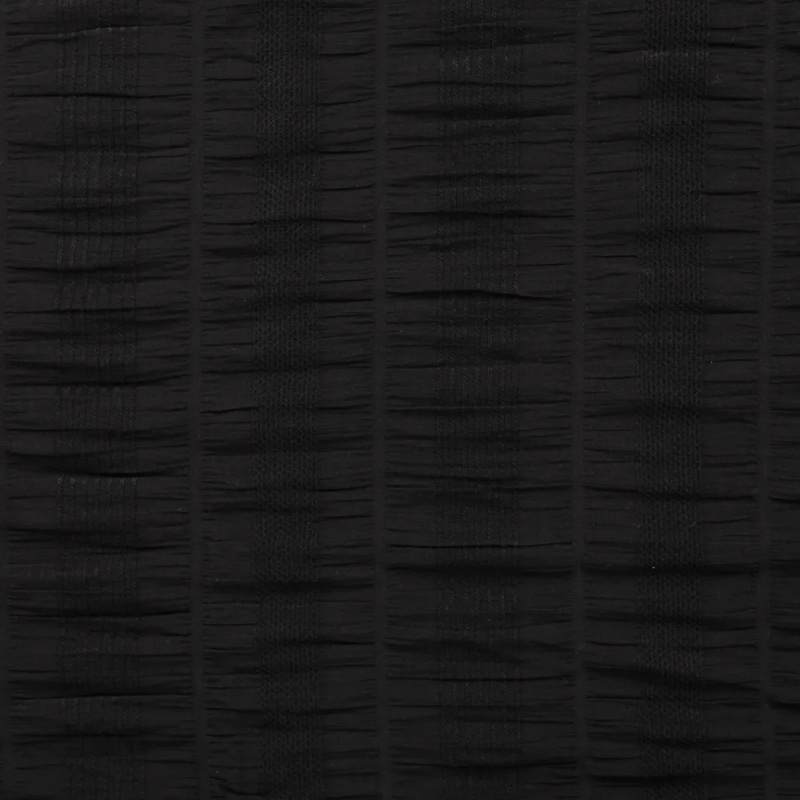 Tissu Coton Gaufré Brodé Julia Noir 