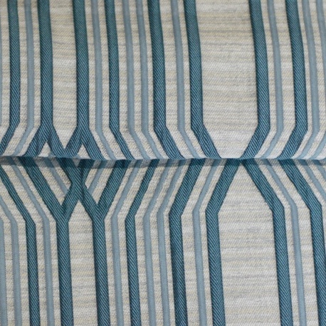 Tissu Jacquard Relief Roky Bleu