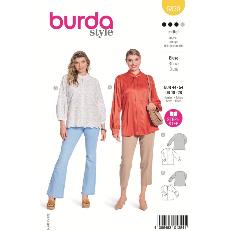 Patron Burda 5839 Blouse 44/54