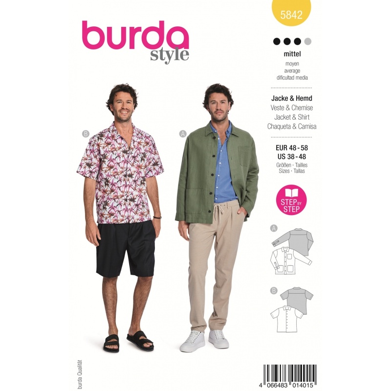 Patron Burda 5842 Chemise Homme 48/58