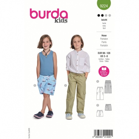 Patron Burda Kids 9224 Pantalon Garcon 98/128