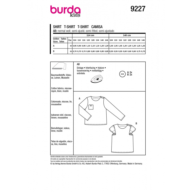 Burda Papiergesneden Kinderbroek Patroon #9228 Maat 104-146