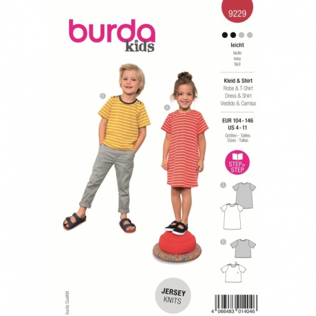 Patron Burda Kids 9229 Robe et Chemise Mixte 104/146
