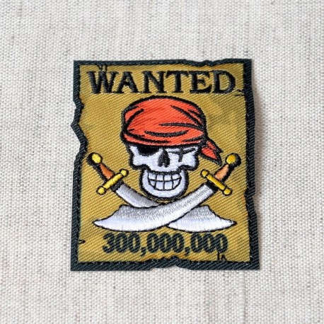 M ecusson theme pirate - Wanted tête de mort