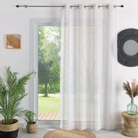 Rideau Etamine Cabourg Rayure Beige