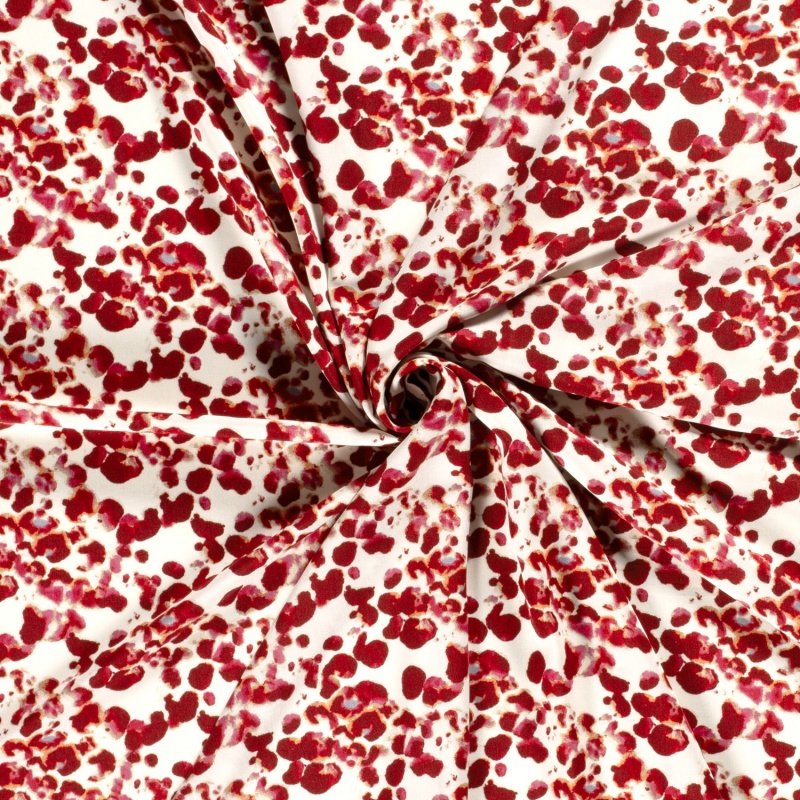 Tissu Popeline de Viscose Imprimé Rouge - Tissus des Ursules