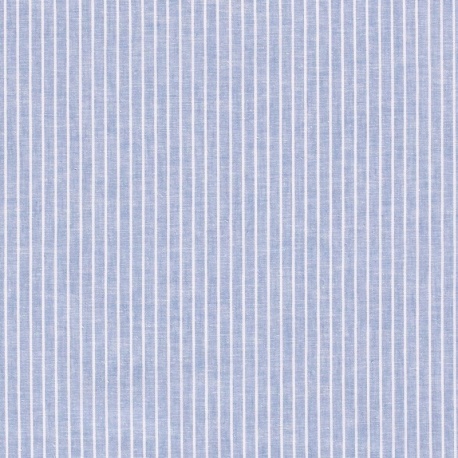 Tissu Chambray Rayures Bleu Clair 