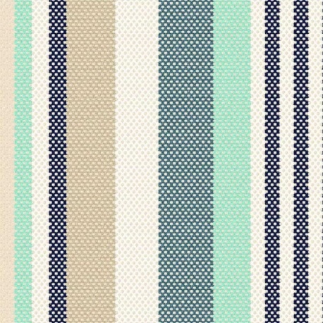 Tissu Déperlant Marina Rayure Turquoise Marine 
