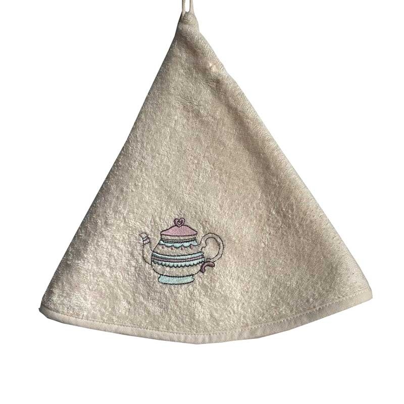 Torchon Coton Éponge Soleil D'Ocre - Rond Blanc 60cm Absorbant Pour Cuisine