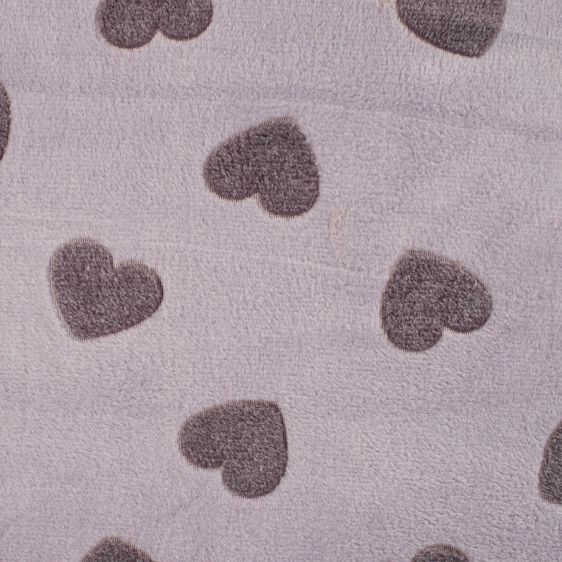 Tissu Polaire Microfibre Coeur Lilas 