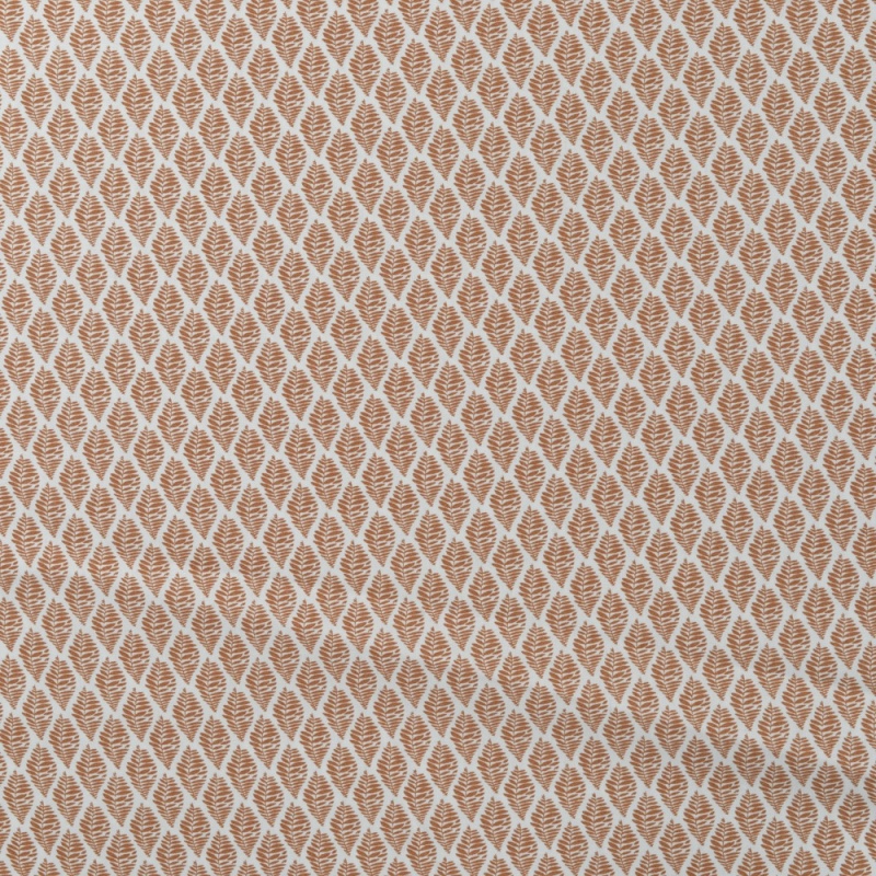 Tissu Popeline Bio Imprimée Feuilles Caramel 