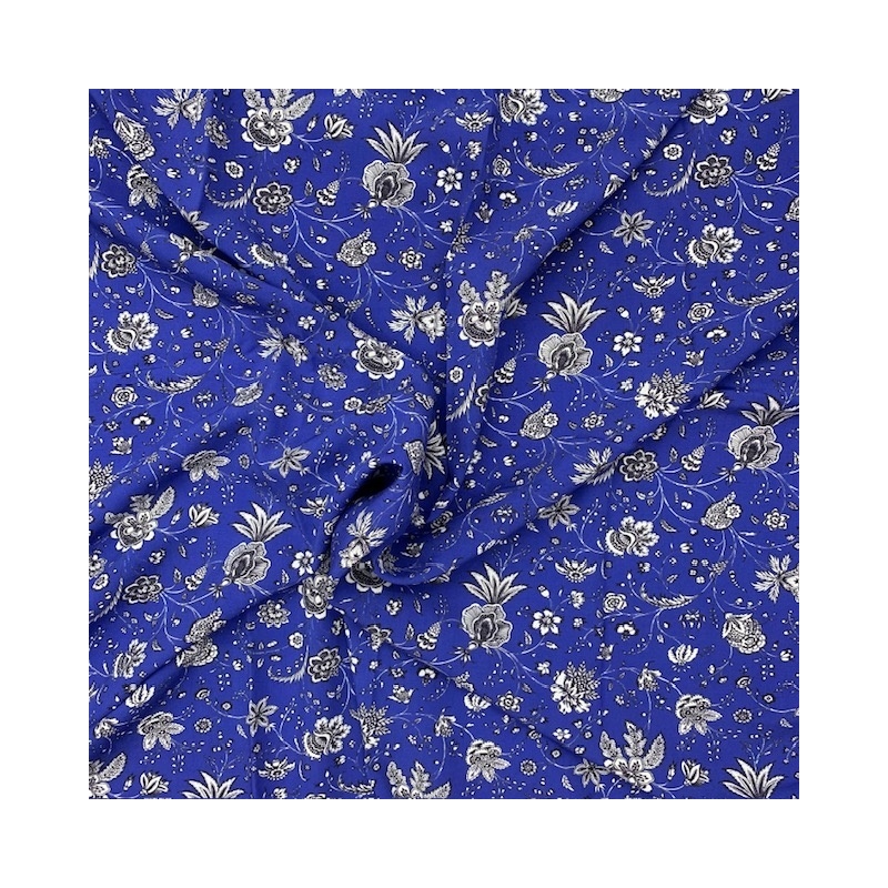 Tissu Viscose Imprimée Sari Cobalt