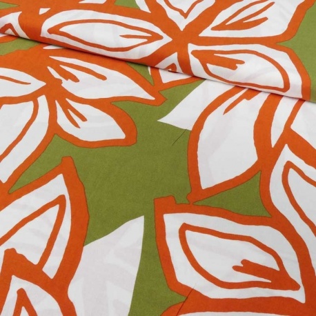 Tissu Viscose Imprimé Foglia Vert