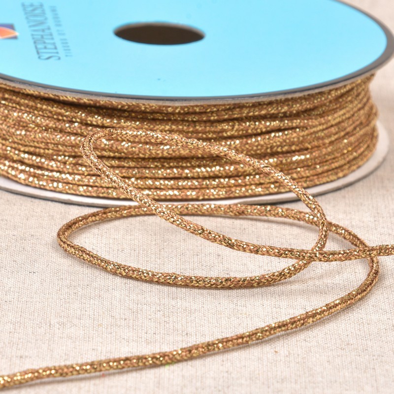Bobine Cordon Chiné Métal 2mm écru/or - 30 Mètres - MYMERCERIE - Pour Création Bijoux Et Accessoires