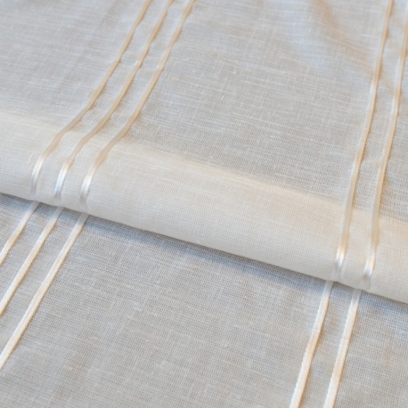 Tissu Etamine Rayée Piana Ruban Blanc