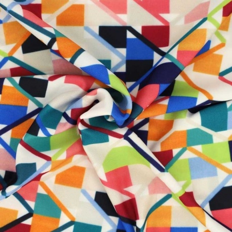 Tissu Polyester Imprimé  Abstract Multico