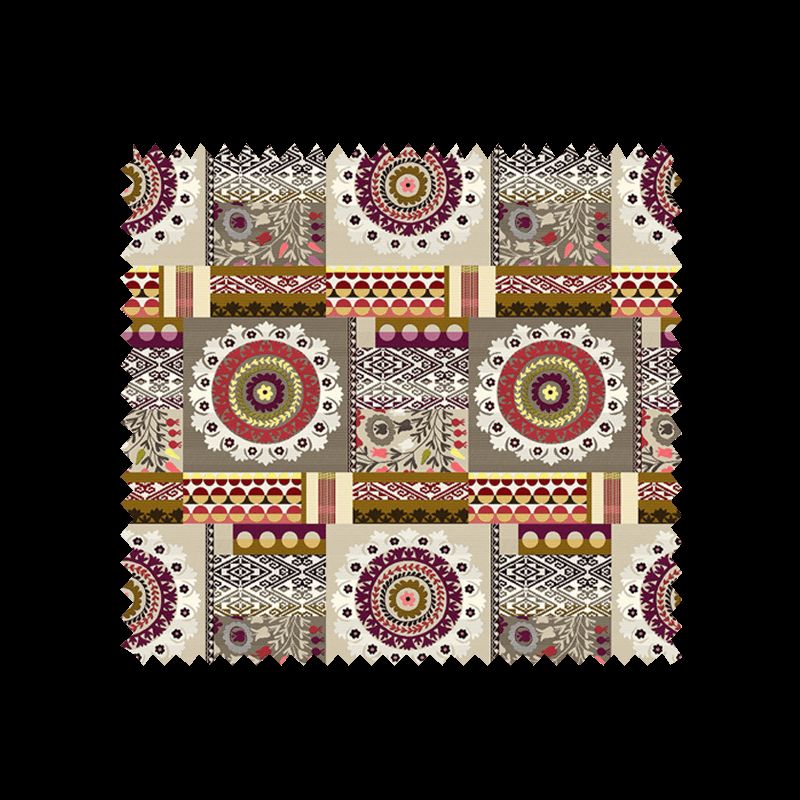 Tissu Jacquard Ouzbek Patch Corail