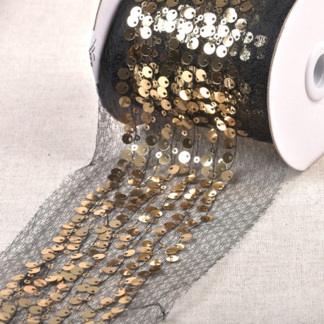 Galon brodé paillettes