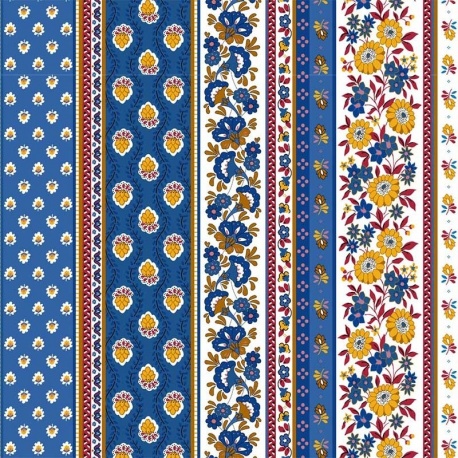 Tissu Aix Rayure Tissu Provencal Bleu 