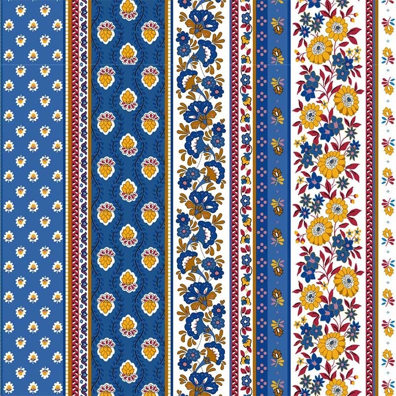 Tissu Aix Rayure Tissu Provencal Bleu 