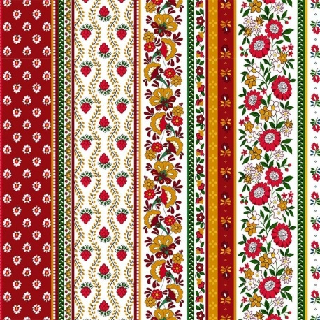 Tissu Aix Rayure Tissu Provencal Rouge 