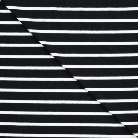 Tissu Viscose Elasthanne Rayure Noire 15mm 