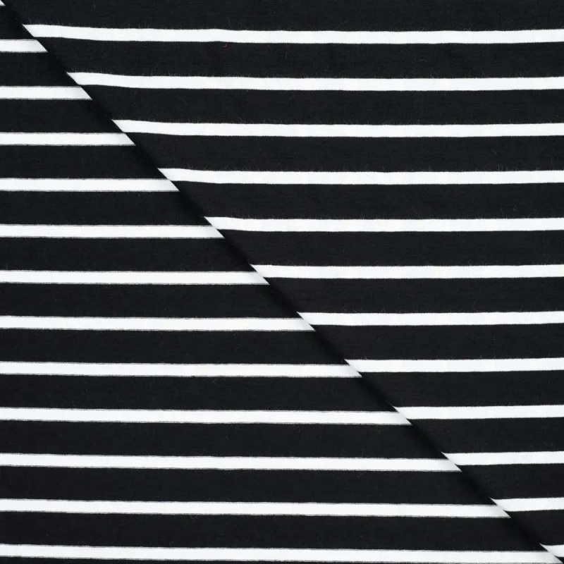 Tissu Viscose Elasthanne Rayure Noire 15mm 