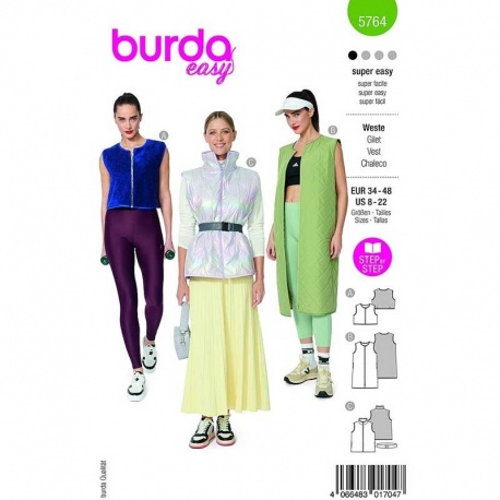 Patron Burda 5764 Gilet 34- 48 
