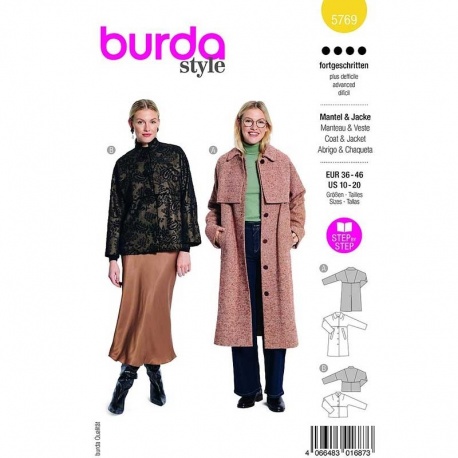 Patron Burda 5769 Manteau-veste 36- 46 