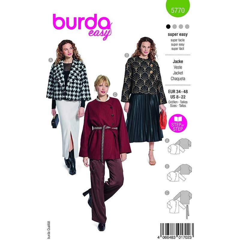 Patron Burda 5770 Veste 34- 48