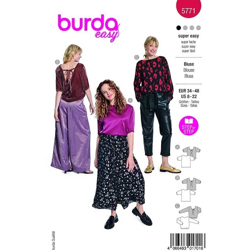 Patron Burda 5771 Blouse 34- 48 
