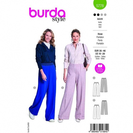 Patron Burda 5778 Pantalon 36- 46 