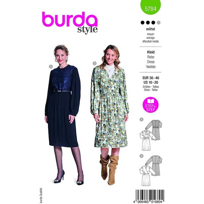 Patron Burda 5784 Robe 36- 46 