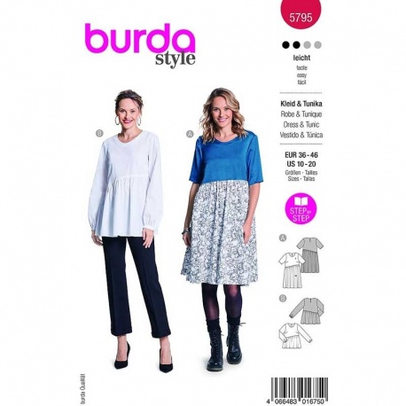 Patron Burda 5795 Robe et Tunique 36- 46 