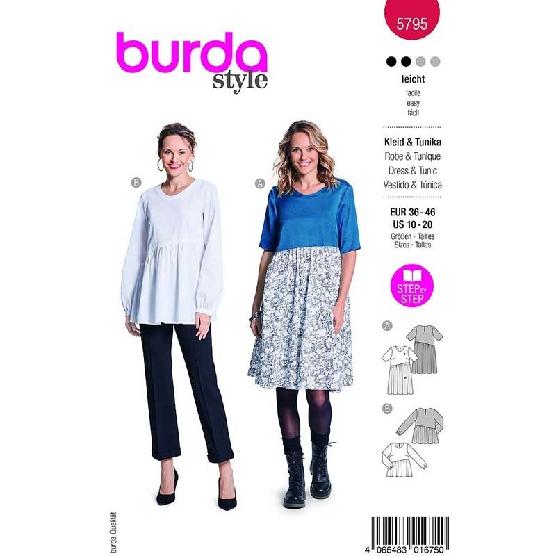 Patron Burda 5795 Robe et Tunique 36- 46 