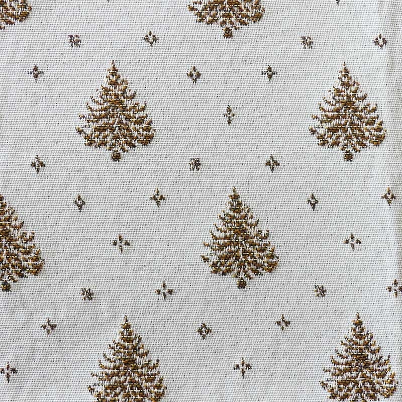 Tissu Jacquard Laponie Sapin Blanc or 