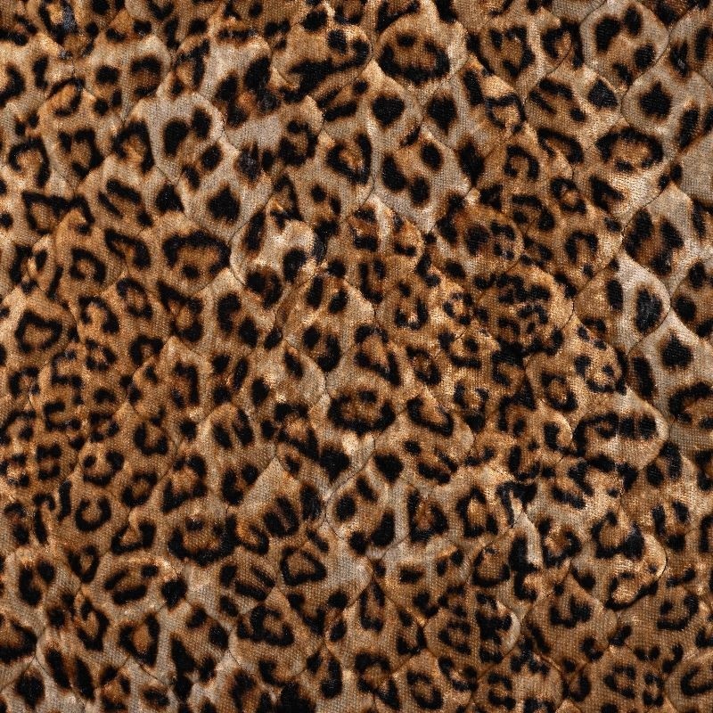 Tissu Panne de Velours Matelassé Imprimé Leopard