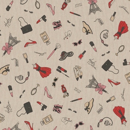 Tissu Motifs Fashion Fond Coloris Lin