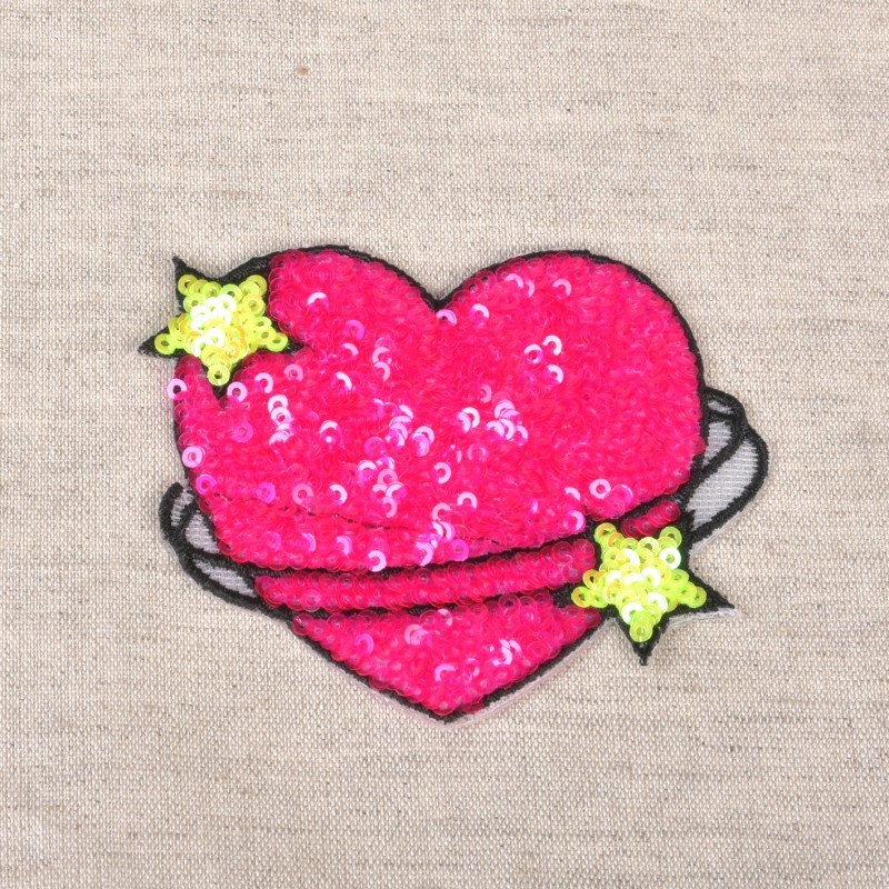 Motif coeur etoile  Fuchsia - 