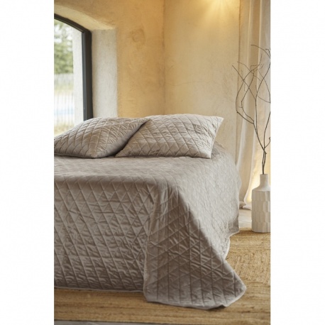 Couvre-Lit Odin Velours Pique Losange Naturel 