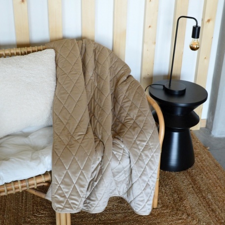 Couvre-Lit Odin Velours Pique Losange Naturel 
