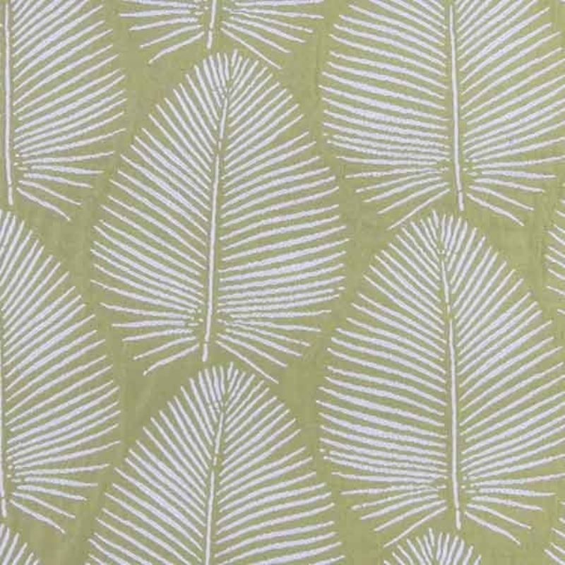 Tissu Jacquard Pisco Grosse Feuille Fond Vert Anis